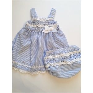 Baby Girl Gingham Blue & White Dress 6-9 months